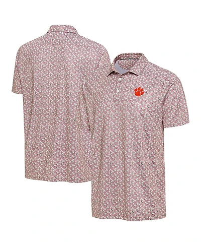 Antigua Men's Pink Clemson Tigers Desert Dry Dogwood Polo Shirt