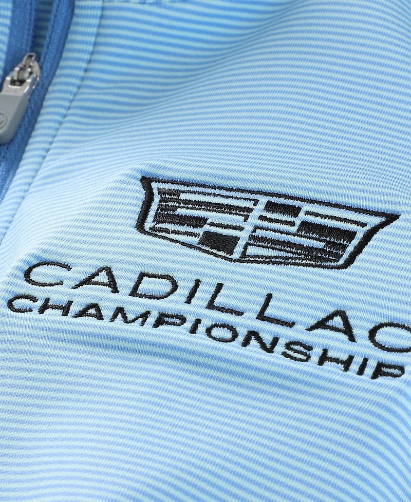 Peter Millar Big Boys and Girls Blue Cadillac Championship Perth Sugar Stripe Performance Quarter-Zip Pullover Sweatshirt