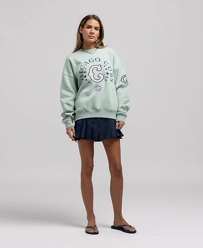 Mitchell & Ness Women's Green Chicago Cubs Yacht Rock Sweatshirt