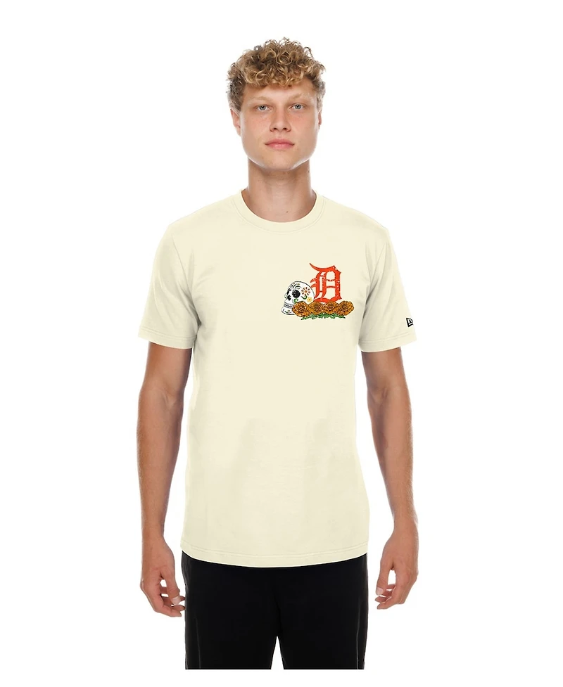 New Era Men's Natural Detroit Tigers Dia de los Muertos Sugar Skull T-Shirt