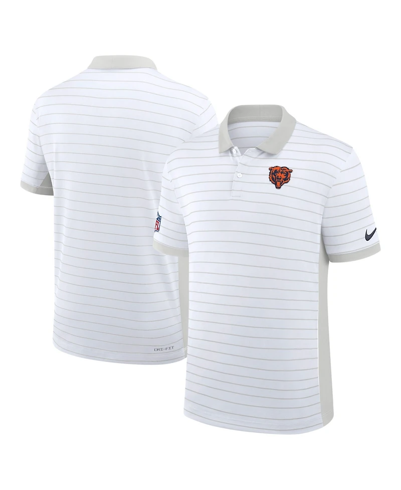Nike Men's White Chicago Bears Sideline Victory Stripe Dri-fit Polo Shirt