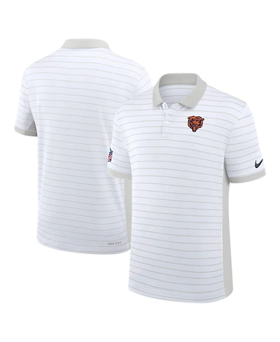 Nike Men's White Chicago Bears Sideline Victory Stripe Dri-fit Polo Shirt