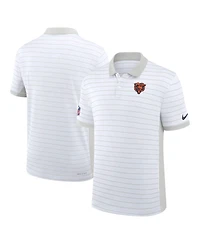 Nike Men's White Chicago Bears Sideline Victory Stripe Dri-fit Polo Shirt