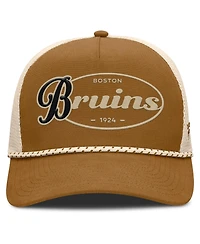 Fanatics Men's Brown/Cream Boston Bruins Heritage Fetch A-Frame Trucker Adjustable Hat
