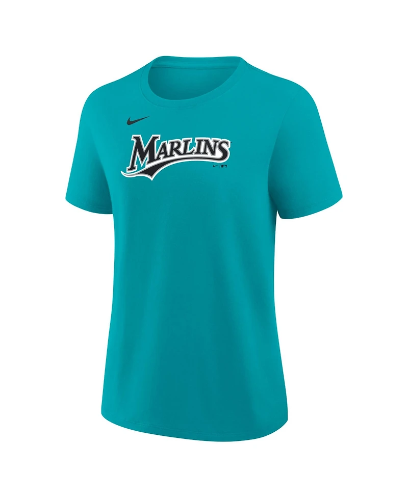 Nike Women's Sandy Alcantara Teal Miami Marlins Name and Number T-Shirt