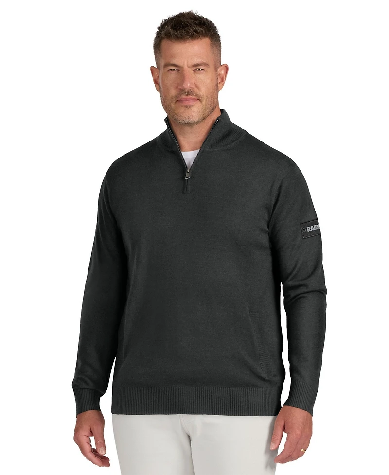 J. Palmer Men's Black Las Vegas Raiders Franchise Quarter-Zip Sweater