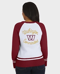 Wear by Erin Andrews Women's White/Burgundy Washington Commanders Color Block Raglan Sweater