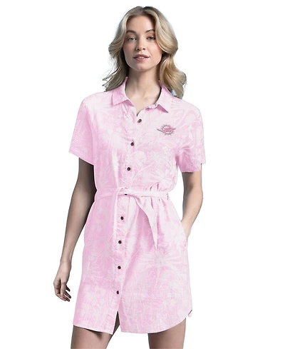 Margaritaville Women's Pink Miami Dolphins Palm Linen Dress