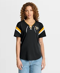 Fanatics Women's Black Pittsburgh Penguins Offside Athena T-Shirt