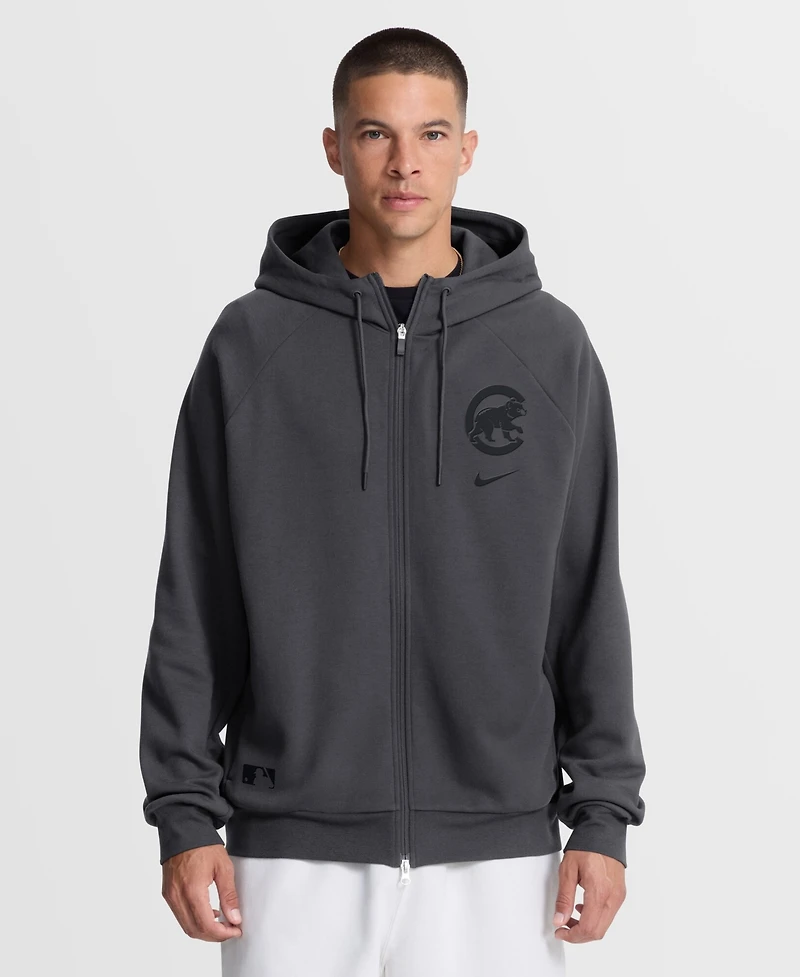 Nike Men's Anthracite Chicago Cubs Authentic Collection Player Raglan Dri-fit Full-Zip Hoodie