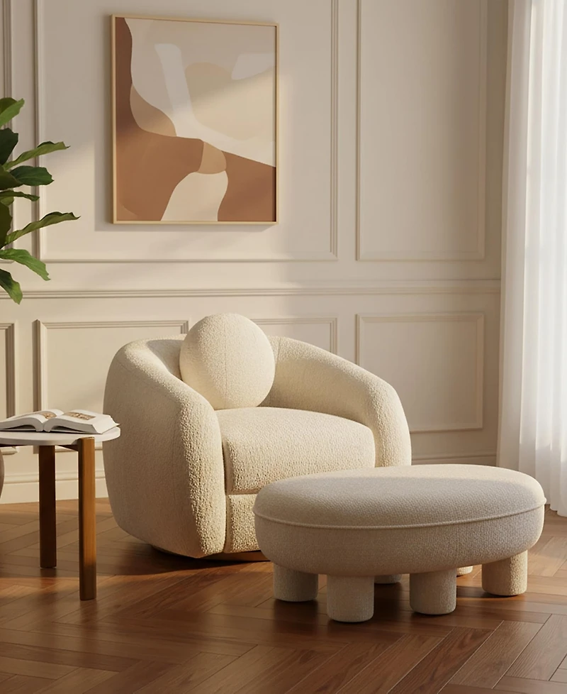Manhattan Comfort Tribeca 45.5" Chenille Upholstered Accent Ottoman
