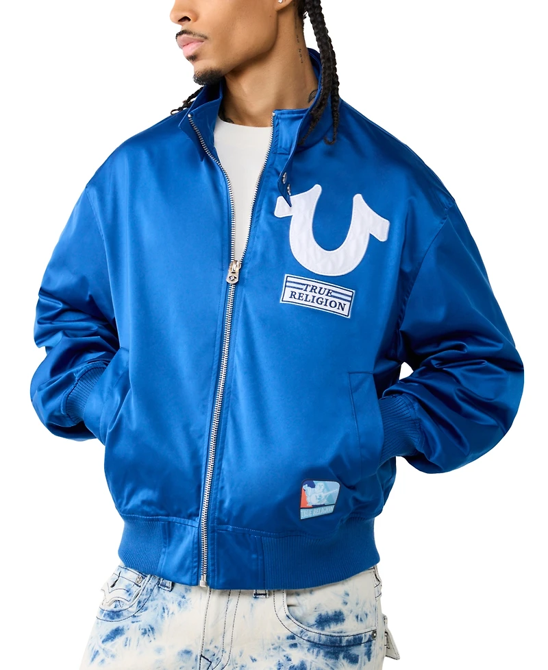 True Religion Men's Satin Bomber Jacket
