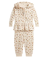 Polo Ralph Lauren Baby Girls' Floral Velour Hoodie and Jogger Pants, 2-Piece Set