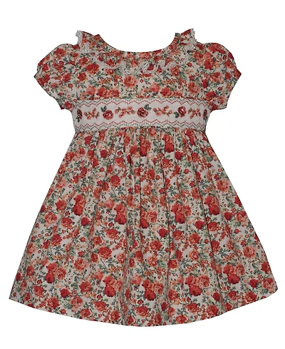 Bonnie Baby Girls' Smocked Roses Short-Sleeve Dress
