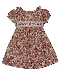 Bonnie Baby Girls' Smocked Roses Short-Sleeve Dress