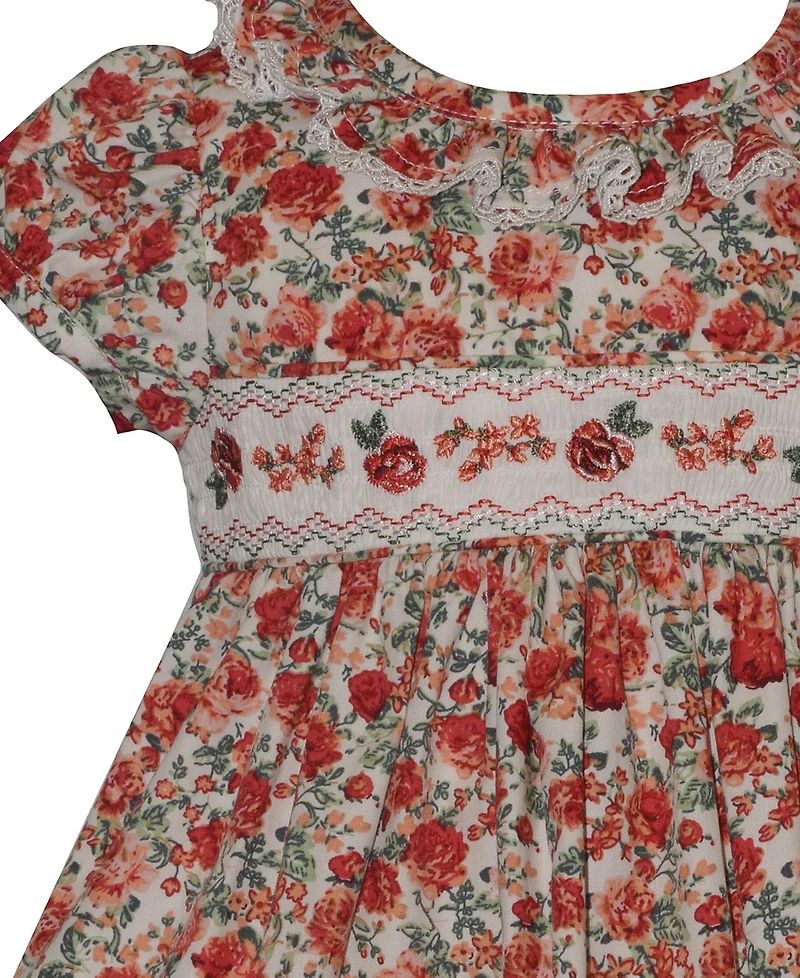 Bonnie Baby Girls' Smocked Roses Short-Sleeve Dress