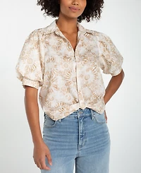 Liverpool Los Angeles Petite Puff-Sleeve Shirt