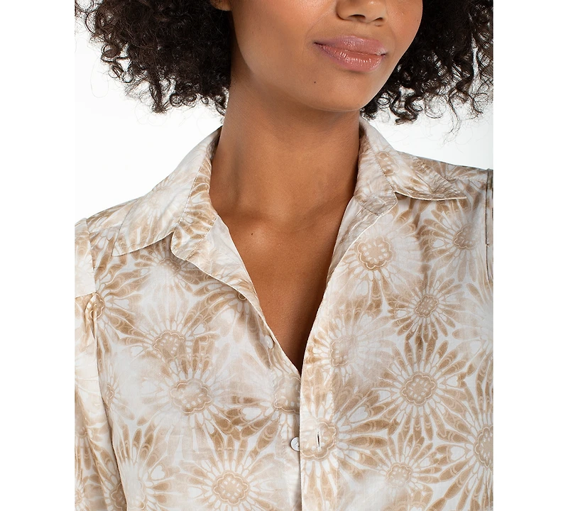 Liverpool Los Angeles Petite Puff-Sleeve Shirt