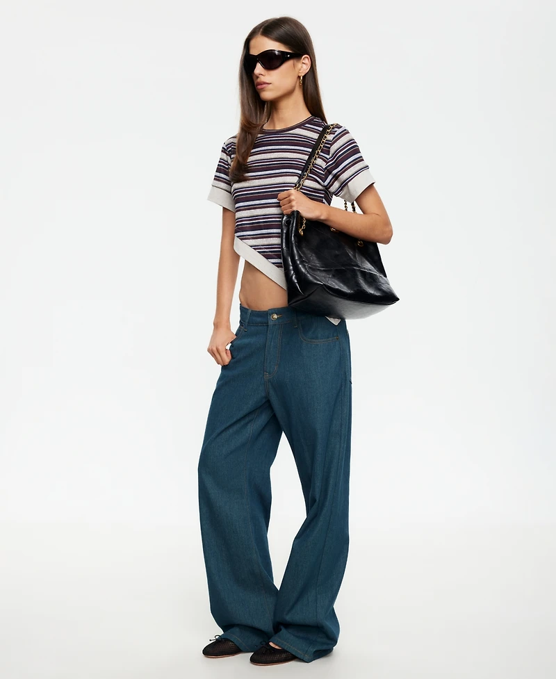 Lioness Women's Vintage-Inspired Stripe Crewneck Top