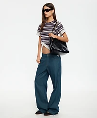 Lioness Women's Vintage-Inspired Stripe Crewneck Top