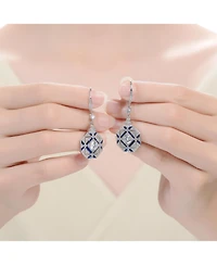 Rachel Glauber White Gold Plated Geometric Cz Statement Drop Earrings