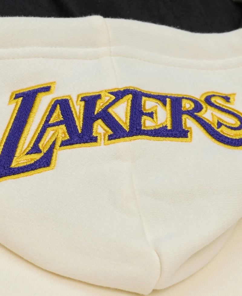 Mitchell & Ness Men's Cream Los Angeles Lakers Hardwood Classics Chainstitch Premium Fleece Hoodie