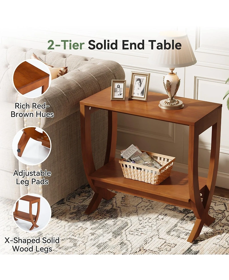 Slickblue Wooden End Table with Arched Legs for Living Room and Bedroom