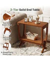 Slickblue Wooden End Table with Arched Legs for Living Room and Bedroom