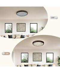 Tribesigns Led Flush Mount Ceiling Light, 13" Ceiling Light Fixture with Modern Crystal, 3000K Warm /21W Crystal Light Fixture