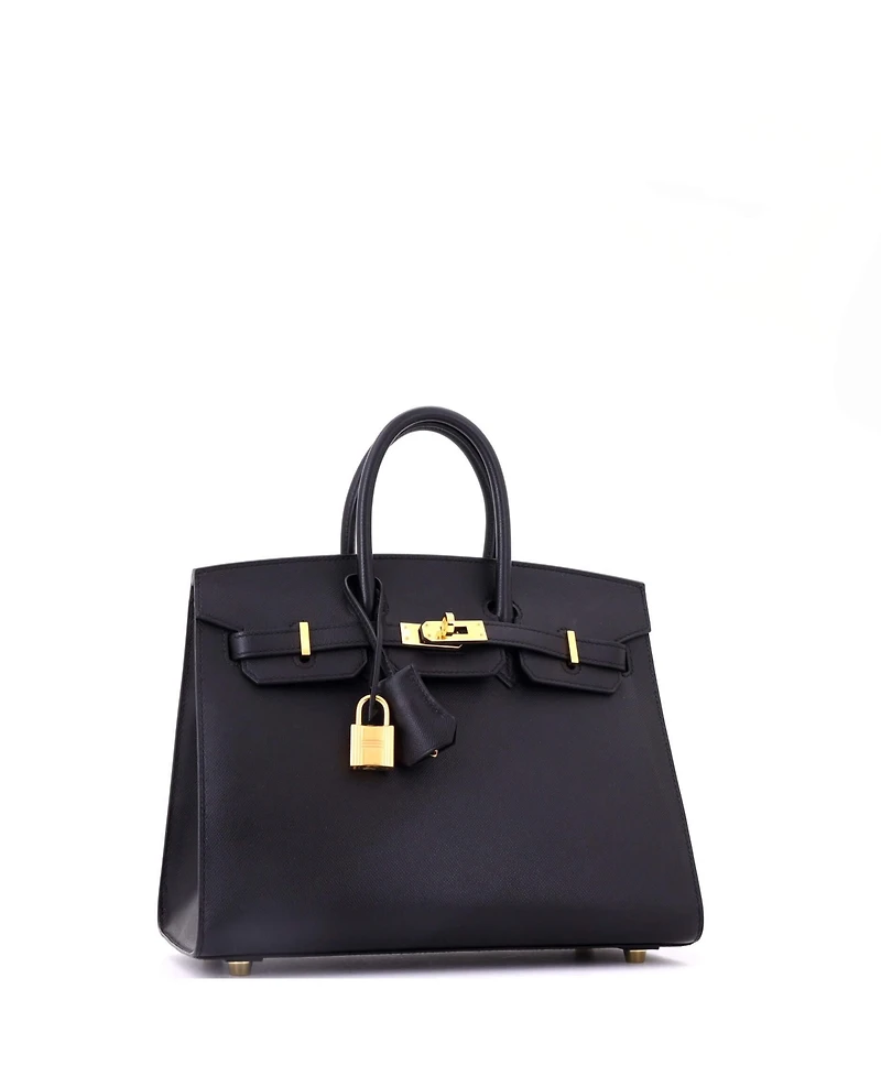 Pre-Owned HERMES Birkin 25 Handbag Black Madame with Gold Hardware