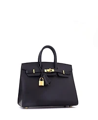 Pre-Owned HERMES Birkin 25 Handbag Black Madame with Gold Hardware