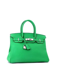 Pre-Owned HERMES Birkin 30 Handbag Green Clemence with Palladium Hardware