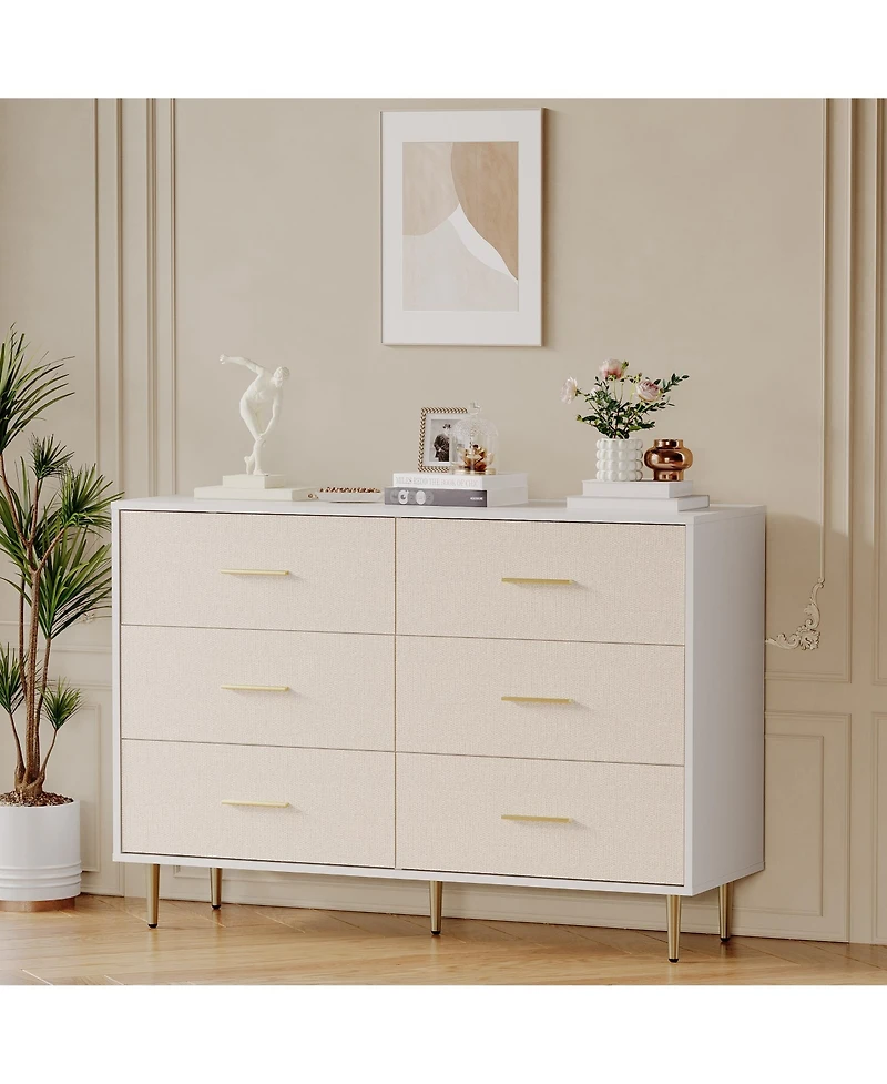 homfan Modern Dresser with 3 to 8 Drawers, Textured Front Storage Chest with Gold-Tone Handles and Legs for Bedroom, Entryway, Living Room