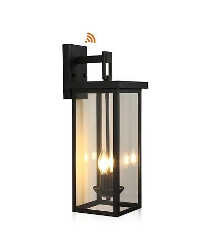 Busdays 22 Inch Outdoor Wall Lantern with Dusk to Dawn Sensor Clear Glass Panels Weatherproof Exterior 2 Light Design No Bulb