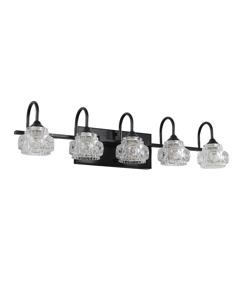 Busdays 29 Inch Retro 5 Light Bathroom Vanity Light Fixture with Crystal Glass Shades Wall Mounted for Bathroom Powder Room Vanity No Bulbs