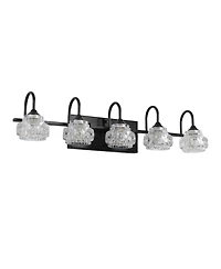Busdays 29 Inch Retro 5 Light Bathroom Vanity Light Fixture with Crystal Glass Shades Wall Mounted for Bathroom Powder Room Vanity No Bulbs