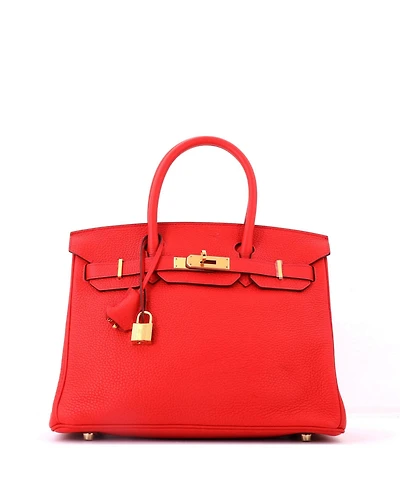 Pre-Owned HERMES Birkin Handbag Red Togo with Gold Hardware