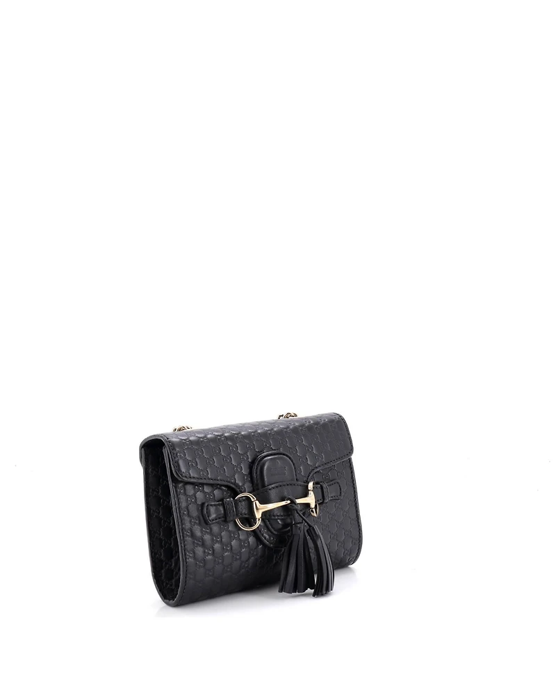 Pre-Owned Gucci Mini Emily Chain Flap Bag Microguccissima Leather