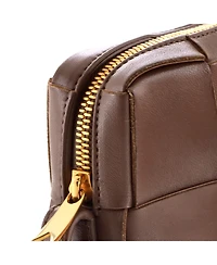Pre-Owned Bottega Veneta Small Brick Cassette Shoulder Bag Maxi Intrecciato Leather