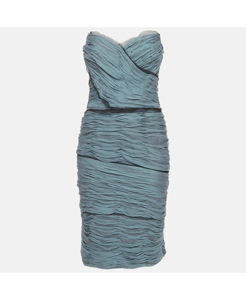 Pre-Owned Dolce & Gabbana Women's Pre-Owned Dolce and Gabbana Silk Ruched Strapless Dress