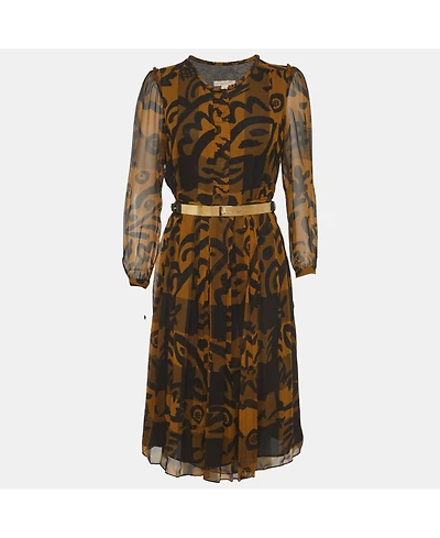 Pre-Owned Burberry Women's Abstract Print Silk Midi Dress