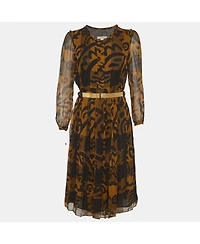 Pre-Owned Burberry Women's Abstract Print Silk Midi Dress