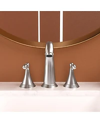 Midola 2 Handle Widespread Bathroom Faucet 3 Hole, with Pop Up Drain and 2 Water Supply Lines, Brushed Nickel