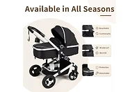 Kinder King Cozi 2 Convertible Baby Stroller, Folding High Landscape Design with Adjustable Canopy and Diaper Bag,