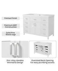 Sillysis 47 Inch Bathroom Vanity Cabinet, Freestanding Storage with Soft Close Drawers, Solid Wood Base for Modern Bathroom