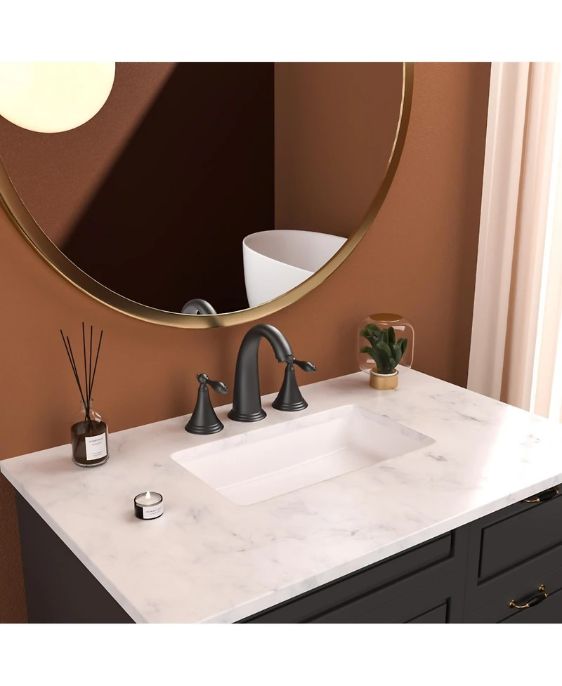 Phying 2 Handle Widespread Bathroom Faucet 3 Hole, with Pop Up Drain and 2 Water Supply Lines