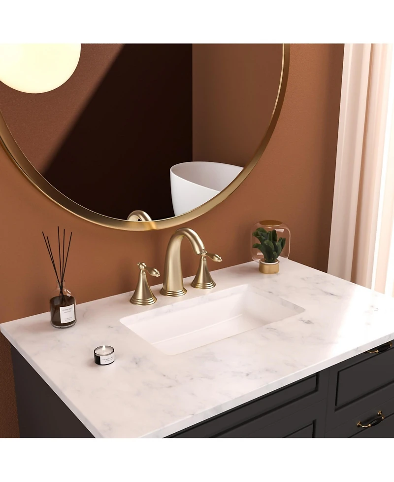 Phying 2 Handle Widespread Bathroom Faucet 3 Hole, with Pop Up Drain and 2 Water Supply Linesm