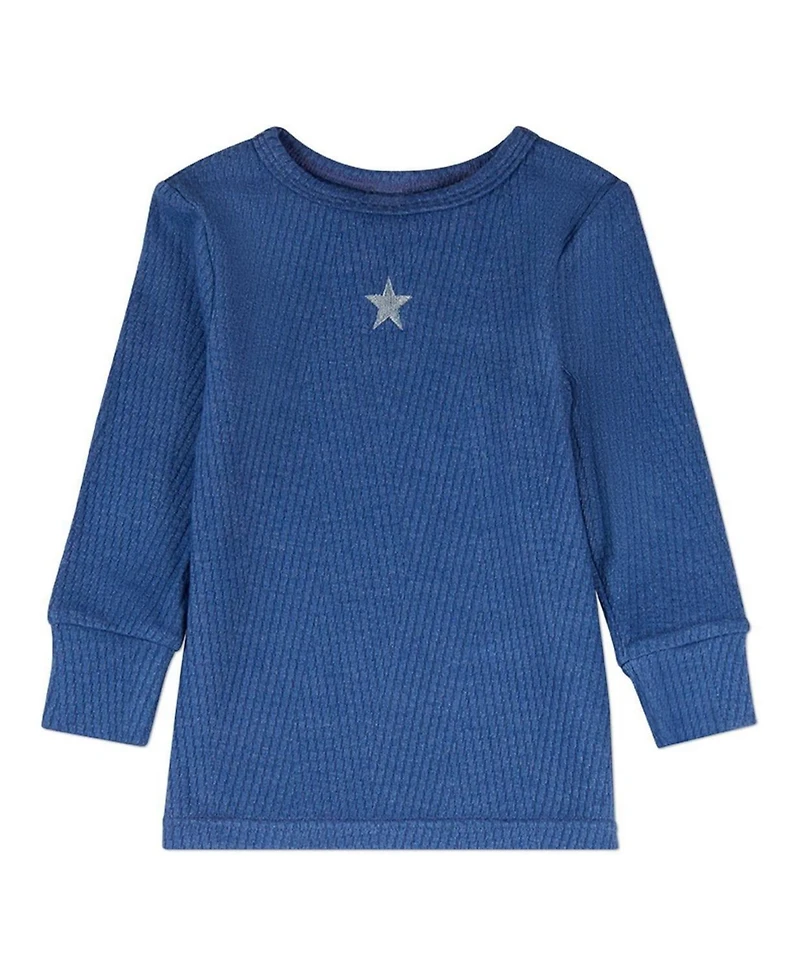 MeMoi Baby Girls Star Embroidered Textured 2 Pc Lounge Set