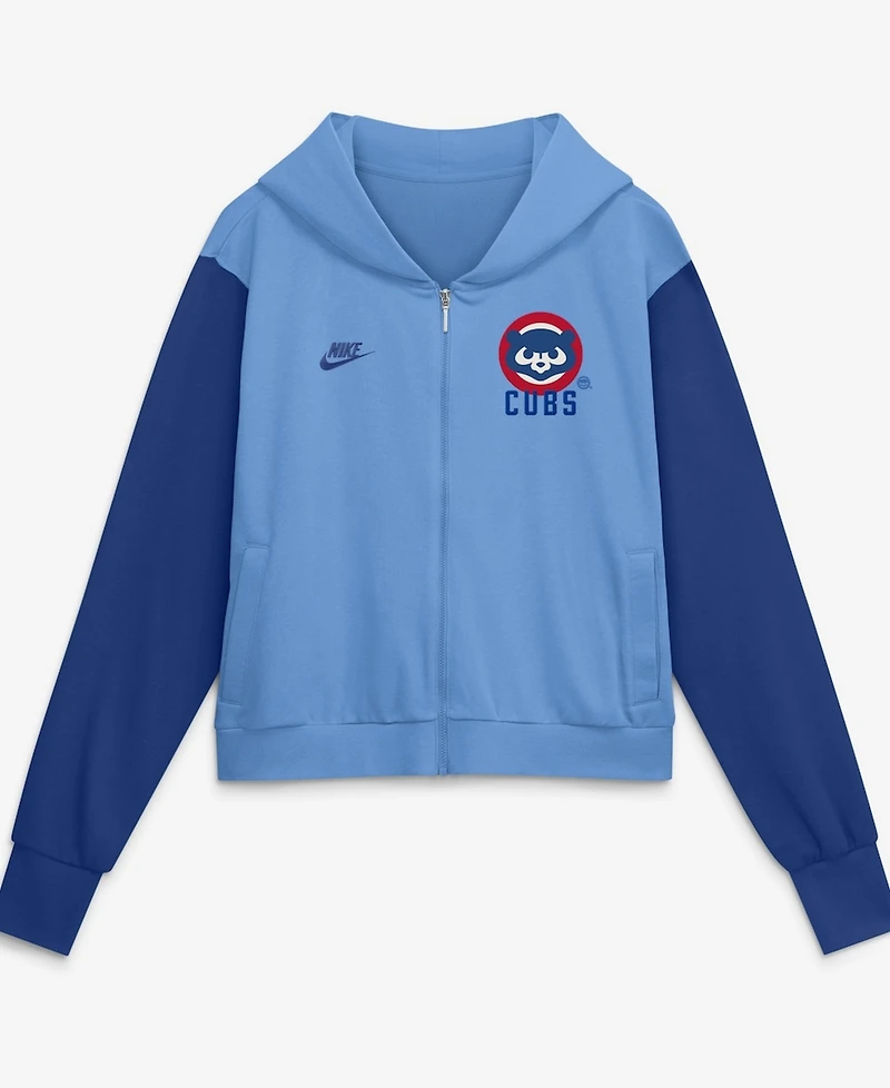 Nike Women's Light Blue/Royal Chicago Cubs Cooperstown Collection Cropped Full-Zip Hoodie