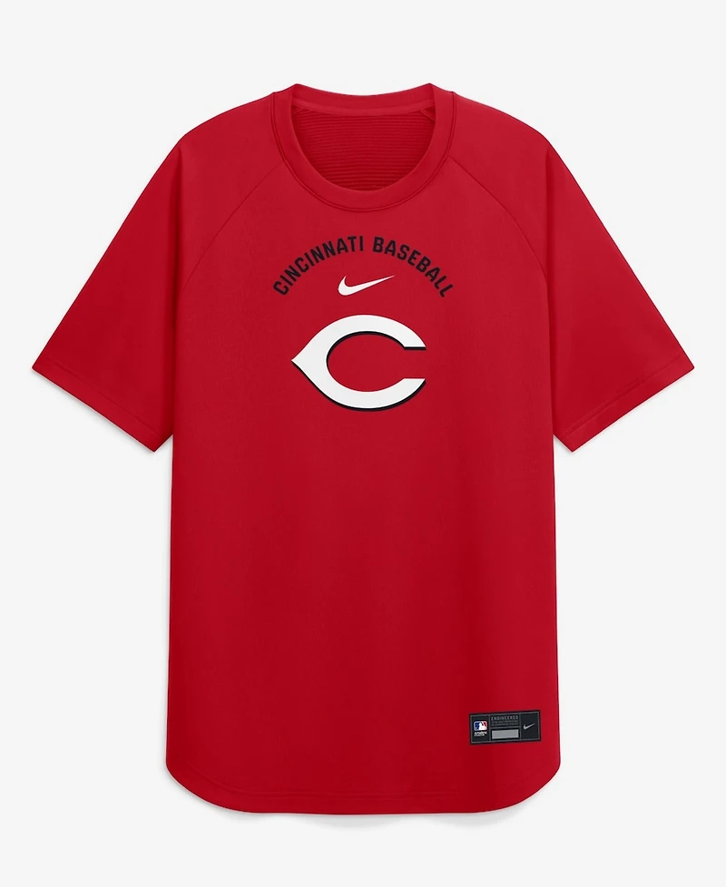 Nike Men's Red Cincinnati Reds Authentic Collection Batting Practice Pre-Game Raglan Dri-fit Top